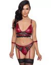 Cottelli Lingerie Bondage punane sukahoidjaga pesukomplekt