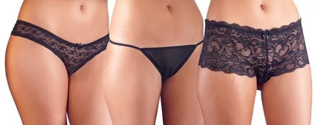 Cottelli Lingerie kolmeosaline mustade püksikute komplekt