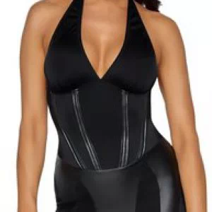 Cottelli Lingerie must dominatriksi minikleit sukahoidjaga