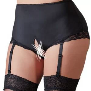 Cottelli Lingerie mustad avatud jalgevahega sukahoidja-püksikud