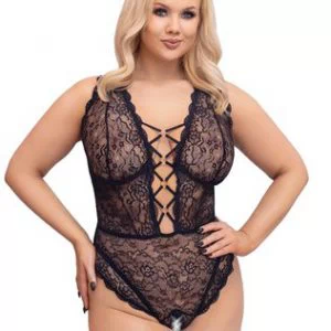 Cottelli Lingerie mustast pitsist avatud jalgevahega bodi