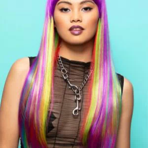 Fever Manic Panic Vivid Rainbow Downtown Diva parukas