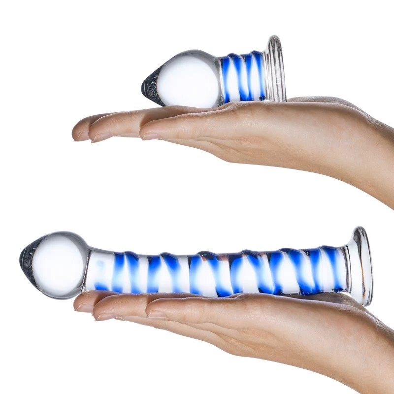 Glas - Double Penetration Glass Swirly Dildo & Butt Plug Set 2 pcs - Image 5