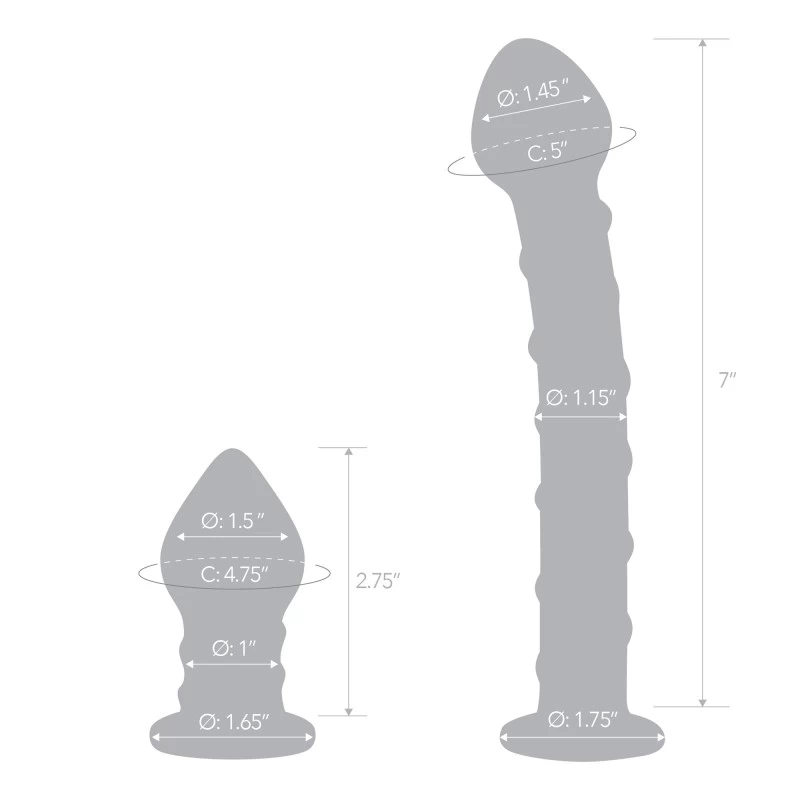 Glas - Double Penetration Glass Swirly Dildo & Butt Plug Set 2 pcs - Image 6