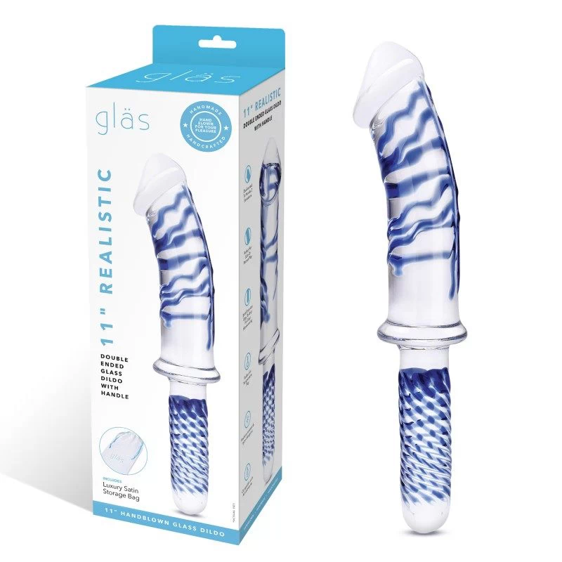 Glas - Realistic Double Ended Glass Dildo with Handle - Image 7