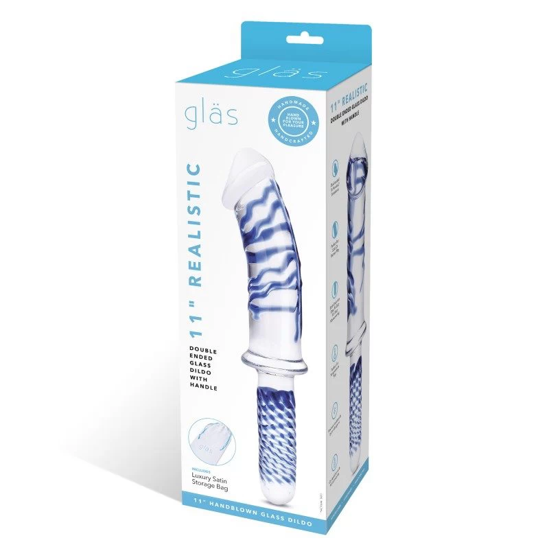 Glas - Realistic Double Ended Glass Dildo with Handle - Image 8