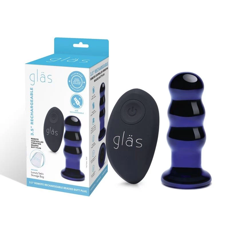 Glas - Rechargeable Remote Controlled Vibrating Beaded Buttplug - Image 8