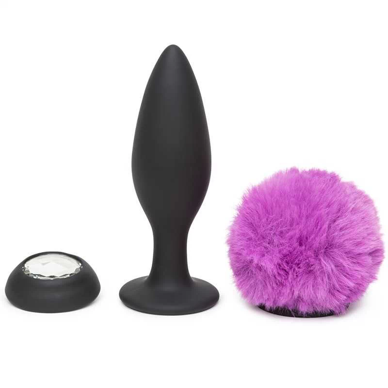 Happy Rabbit - Rechargeable Vibrating Butt Plug Black & Purple Large - Image 2