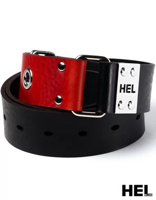 HEL Milano black & red leather hobble belt