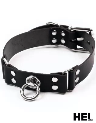 HEL Milano leather collar with metal ring