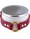 HEL Milano Mia red leather collar with gold coloured ring