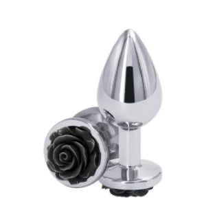 Hõbedane anaaltapp musta roosiga M