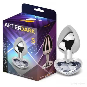 Hõbedase südamekujulise kristalliga anaaltapp AfterDark Heart White (S, M ja L)