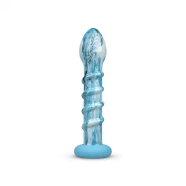 Klaasist ribiline dildo Ocean Wave silikoonist kraega