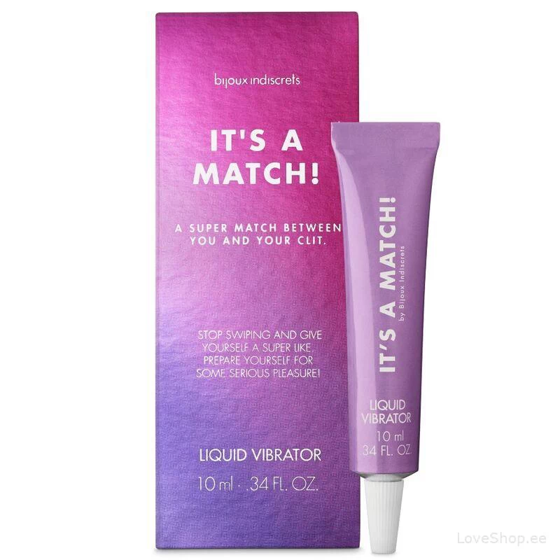 Kolm ühes toimega orgasmigeel paaridele It's a Match (vedel vibraator)