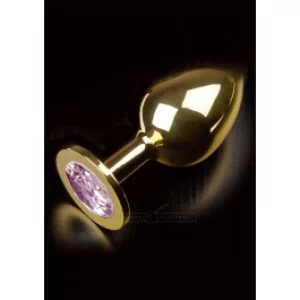 Kuldne metallist anaaltapp roosa kiviga L