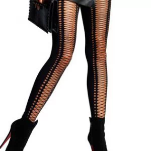 Leg Avenue Meg mustad nööriimitatsiooniga sukkpüksid