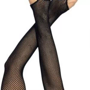 Leg Avenue mustast võrgust sõrmedeta kindad sõrmeaasaga