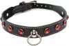 Master Series Strict leatherette choker with red rhinestones