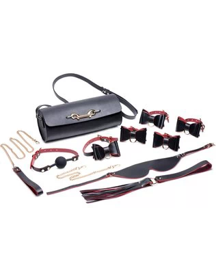 Master Series To Go Black & Red Bow Bondage Set