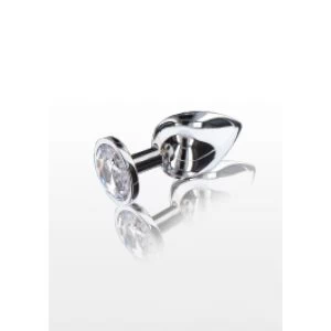 Metallist hõbedane anaaltapp kiviga Booty Jewel L