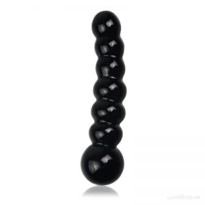 Must klaasist dildo/anaaltapp Lovetoy Glass Romance Black 3 (17×3.6cm)