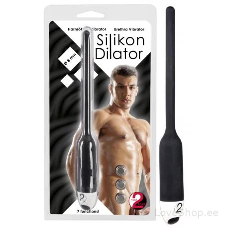 Must vibreeriv silikoonist peenisedilaator (8mm)