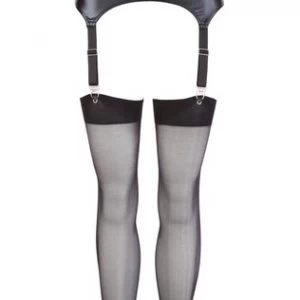 NO:XQSE black matte look garter belt with stockings