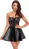 Noir Handmade black matte look mini dress with lace