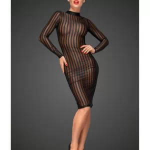 Noir Handmade must triibuline läbipaistvast tüllist liibuv kleit