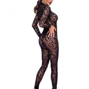 Noir Handmade mustast läbipaistvast tüllist ja samettrükiga kombinesoon