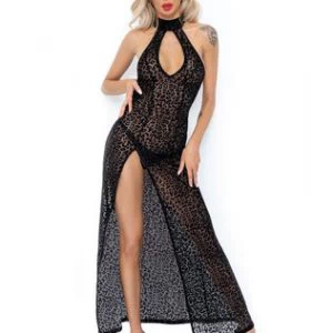 Noir Handmade mustast läbipaistvast tüllist kleit samettrükiga