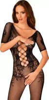 Obsessive black net crotchless bodystocking