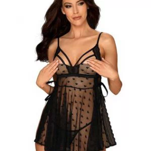 Obsessive Heartia must südametega babydoll-kleit