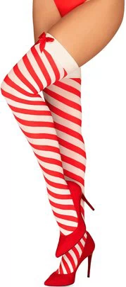 Obsessive Kissmas punased ja valged triibulised sukad