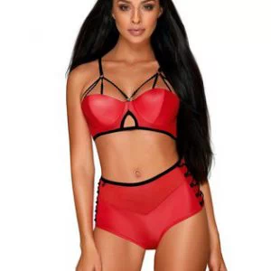 Obsessive Leatheria punane märja välimusega pesukomplekt