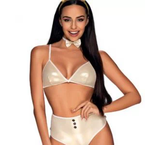 Obsessive Neo Goldes läikiv seksikas jänkukostüüm