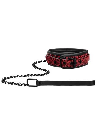 Ouch! burgundy collar with leash