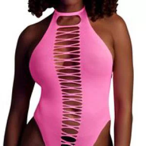 Ouch! Glow neoonroosast võrgust avatud jalgevahega bodi