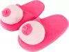OV pink plush boob slippers
