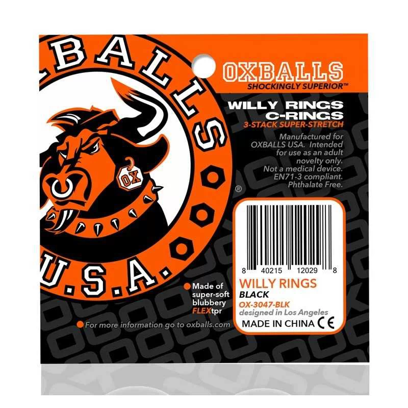 Oxballs - Willy Rings 3-pack Cockrings Black - Image 3