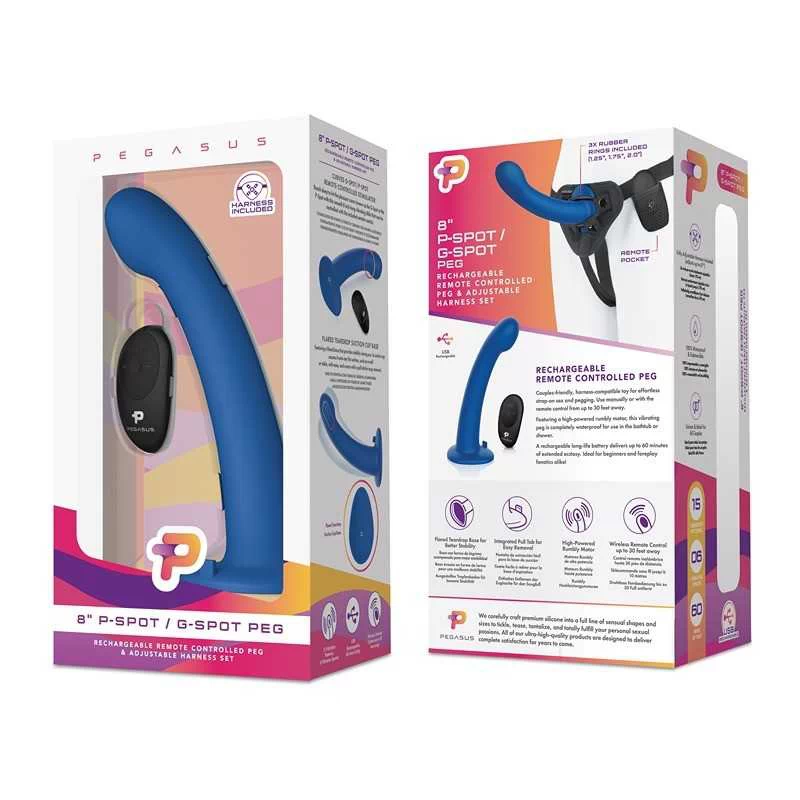 Pegasus - 20,3cm Remote Control P-spot G-spot Silicone Peg With Harness Include - Image 9