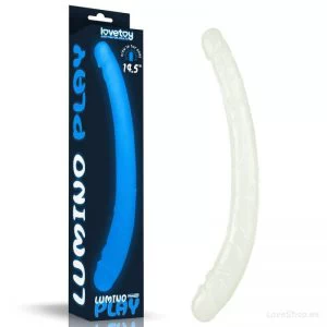 Pimedas helendav kahepoolne dildo Lovetoy Lumino Play (37×3-3.7cm)