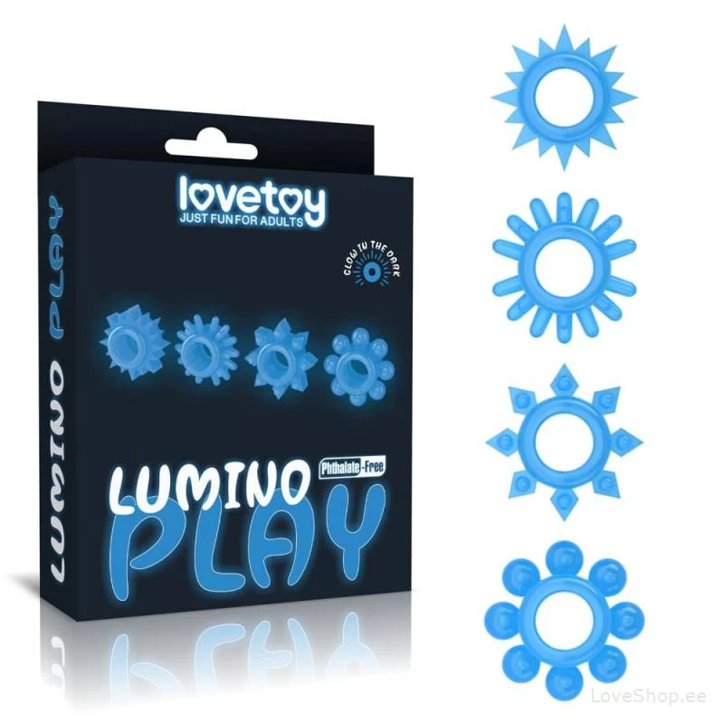 Pimedas helendavate peeniserõngaste komplekt Lovetoy Lumino Play (4tk)