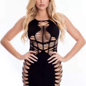 Pink Lipstick Dynamite Diva mustast võrgust minikleit