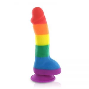 PRIDE DILDO – SILICONE RAINBOW DILDO WITH BALLS
