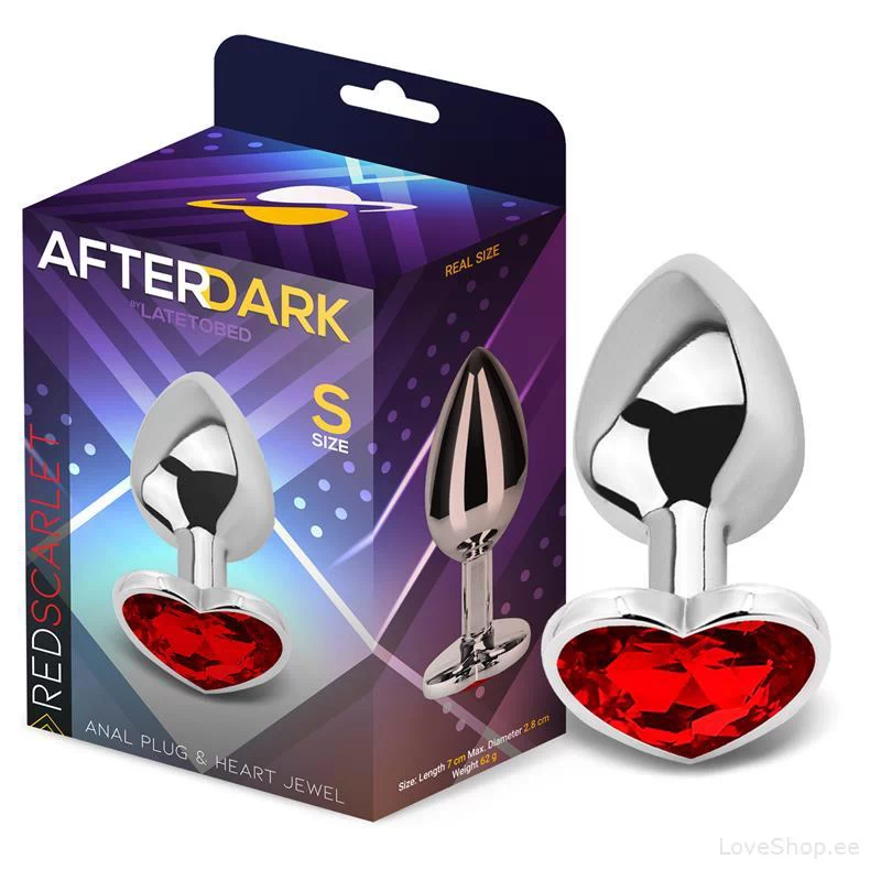 Punase südamekujulise kristalliga anaaltapp AfterDark Red Scarlet (S, M ja L)