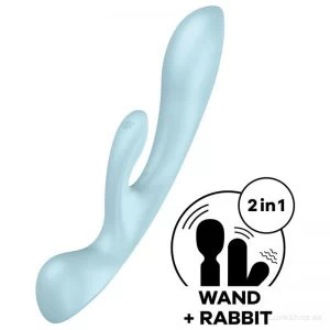 Rabbit- ja massaaživibraator Satisfyer Triple Oh (sinine)