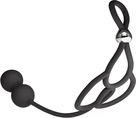 Rebel Cock & Scrotum Support Rings with Anal Beads