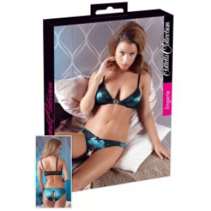 Rohekas pitsi ja satiiniga pesukomplekt